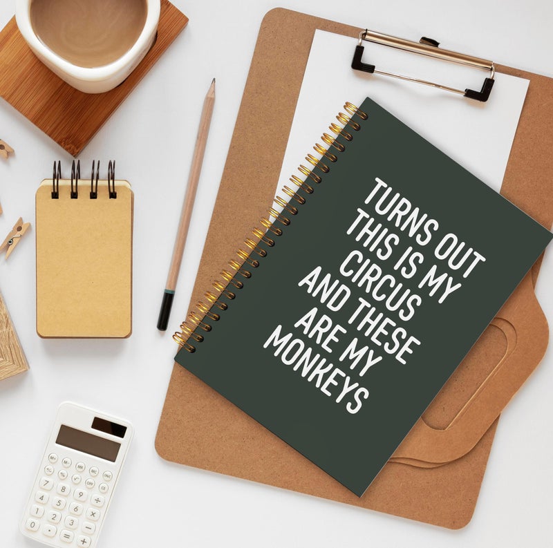 BESERH Funny Campus Notebooks for Work, Funny Office Gifts for Coworkers Women Men, Funny Boss Day Gifts, Turns Out This Is My Circus and These Are My Monkeys Spiral Notebook 5.5x8.3 with 164 Pages - Image 2