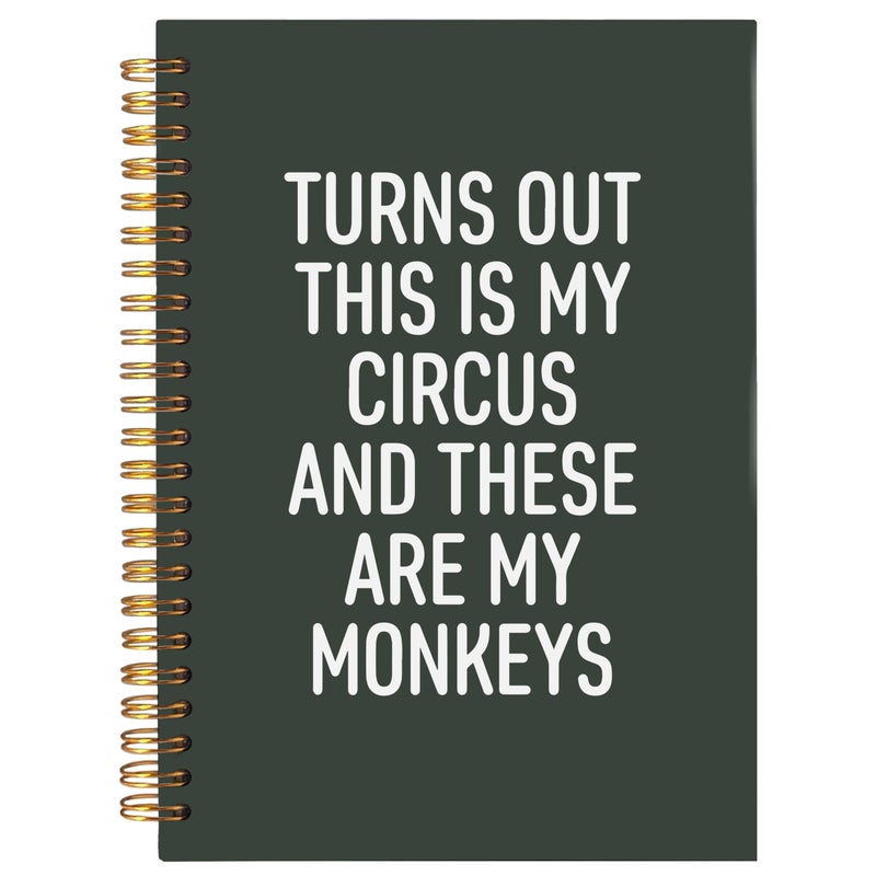 BESERH Funny Campus Notebooks for Work, Funny Office Gifts for Coworkers Women Men, Funny Boss Day Gifts, Turns Out This Is My Circus and These Are My Monkeys Spiral Notebook 5.5x8.3 with 164 Pages - Image 1