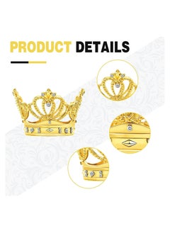 Excefore Gold Napkin Rings 6Pcs Crown Rhinestone Napkin Rings Hollow Out Napkin Rings Holders Serviette Buckle Holder Exquisite Household Napkin Holder Adornment for Wedding Party Dinner Table Decoration  - Image 2