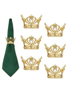 Excefore Gold Napkin Rings 6Pcs Crown Rhinestone Napkin Rings Hollow Out Napkin Rings Holders Serviette Buckle Holder Exquisite Household Napkin Holder Adornment for Wedding Party Dinner Table Decoration  - Image 1