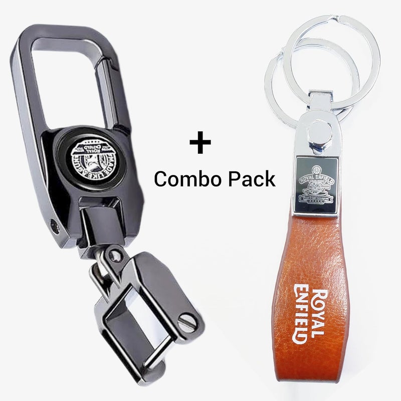 Maple Premium Leather & Metal Keychain Compatible with Royal Enfield/Bullet/Bike/Car Stylish KeyRing Hook Antique Made Like Gun for Men Women - Image 2