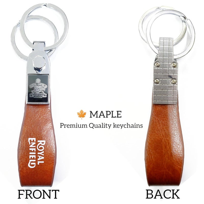 Maple Premium Leather & Metal Keychain Compatible with Royal Enfield/Bullet/Bike/Car Stylish KeyRing Hook Antique Made Like Gun for Men Women - Image 3