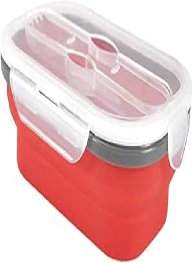 Spaceshoop Silicone Lunch Box, Collapsible, Picnic, office, gym Container, Microwave Safe Box 800ml (Red) ‎Silicone Lunch Box, Foldable, Office, Gym, Trips, Microwave Safe 800ml (Red)