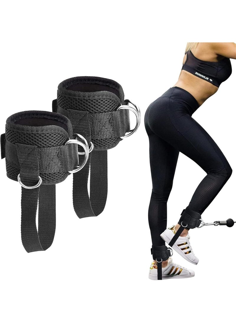 Gonice 1 Pair Ankle Straps, Ankle Cuffs, D-Ring Ankle Cuffs for Cable Machines, Comfortable Workout Ankle Belt, Adjustable Padded Work Out Cuffs for Kickback, Glute Workout, Leg Extension, Black  - Image 1