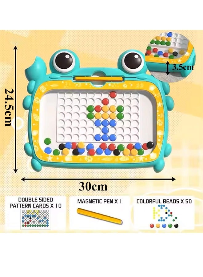 Magnetic Drawing Board, Magnetic Dots Board with 50 Dot Beads and 10 Pattern Booklets, Montessori Toys, Large Magnet Sketch Tablet, Early Learning Sensory Art Toys, Mess Free Drawing Board, Magna Dots Doold Pad, Preschool Educational Toys, Mess Free Drawing Board, Preschool Travel Gifts for Boys Girls  - Image 2