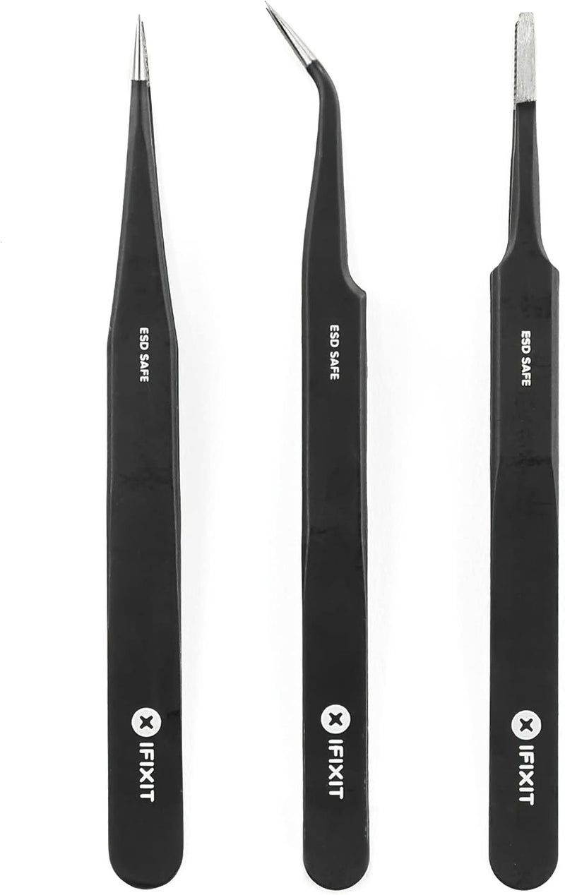 iFixit Precision Tweezers Set - Extra Fine, Angled, Blunt Tips for Electronics, Hobby, Industrial, Professional, Craft - Image 1