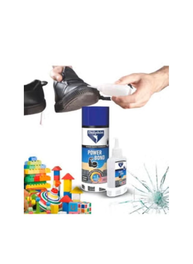Dolphin - Dolphin super glue Fast spray Adhesive activator Power Bond MDF Kit – Strong Super Glue with Activator, Wood Glue, Nail Glue, Silicone Sealant, Epoxy, and Rust Remover – Multi-Purpose, Safe, and Heavy-Duty Adhesive - Image 1