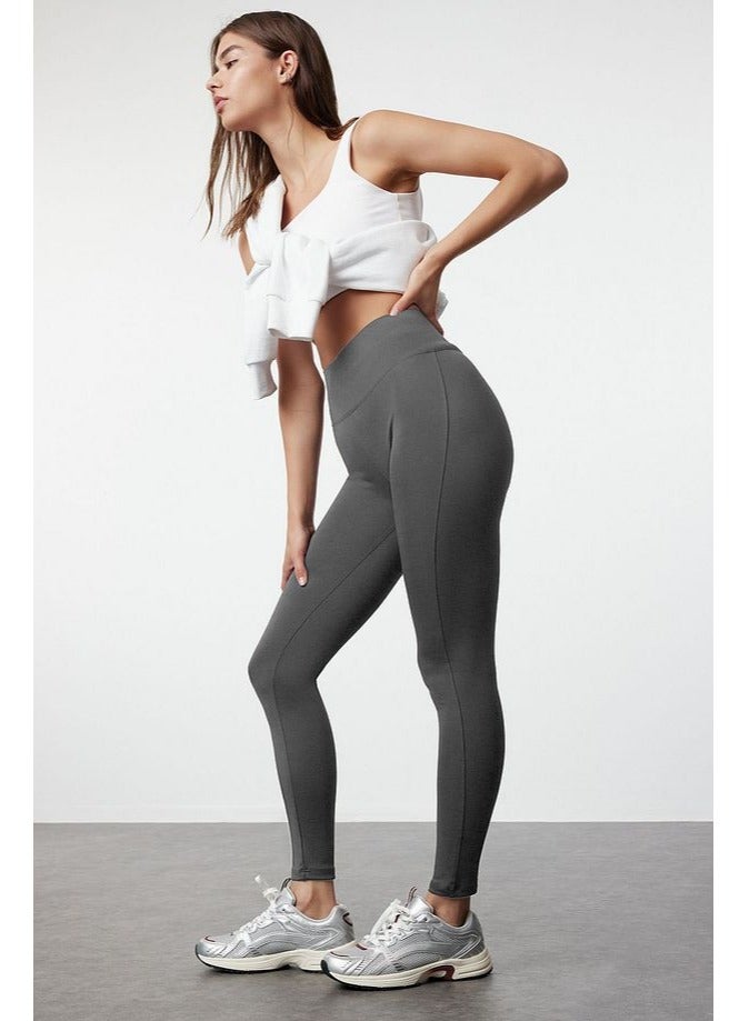 trendyol Anthracite Wide Waist Elastic Extra Compression Full Length Knitted Sports Leggings - Image 4