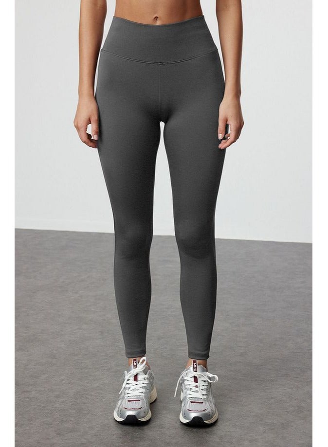 trendyol Anthracite Wide Waist Elastic Extra Compression Full Length Knitted Sports Leggings - Image 3