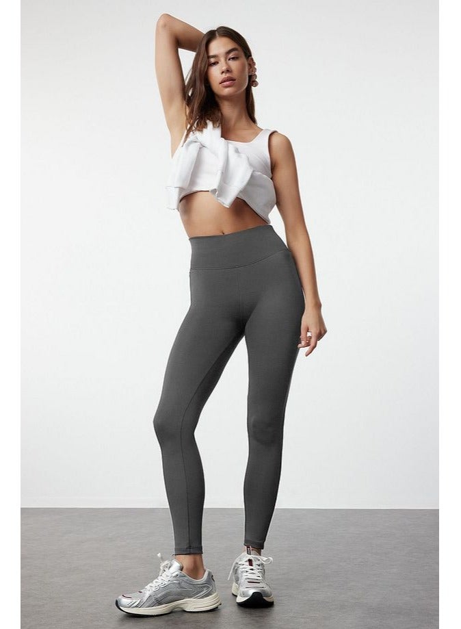 trendyol Anthracite Wide Waist Elastic Extra Compression Full Length Knitted Sports Leggings - Image 1