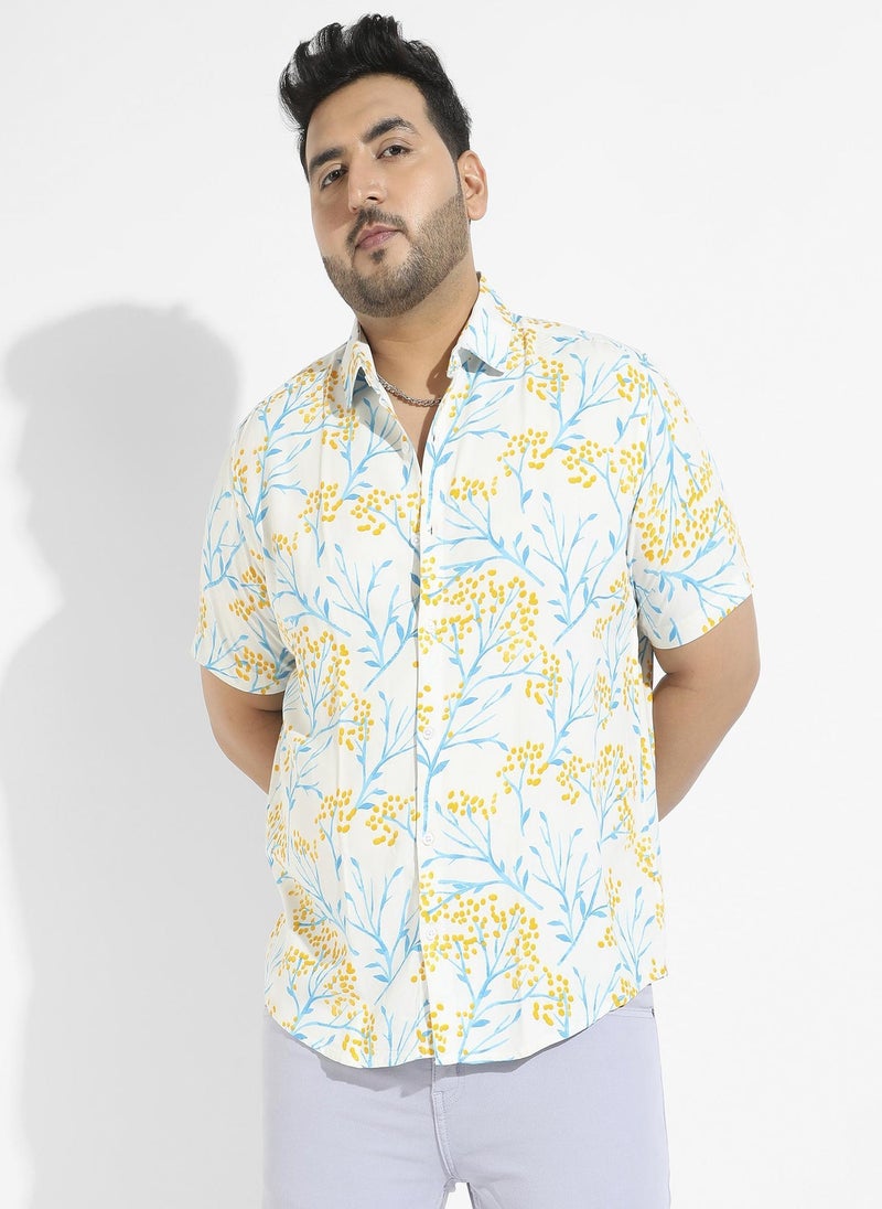 Instafab Plus Men's Multicolour Floral Strokes Shirt - Image 2