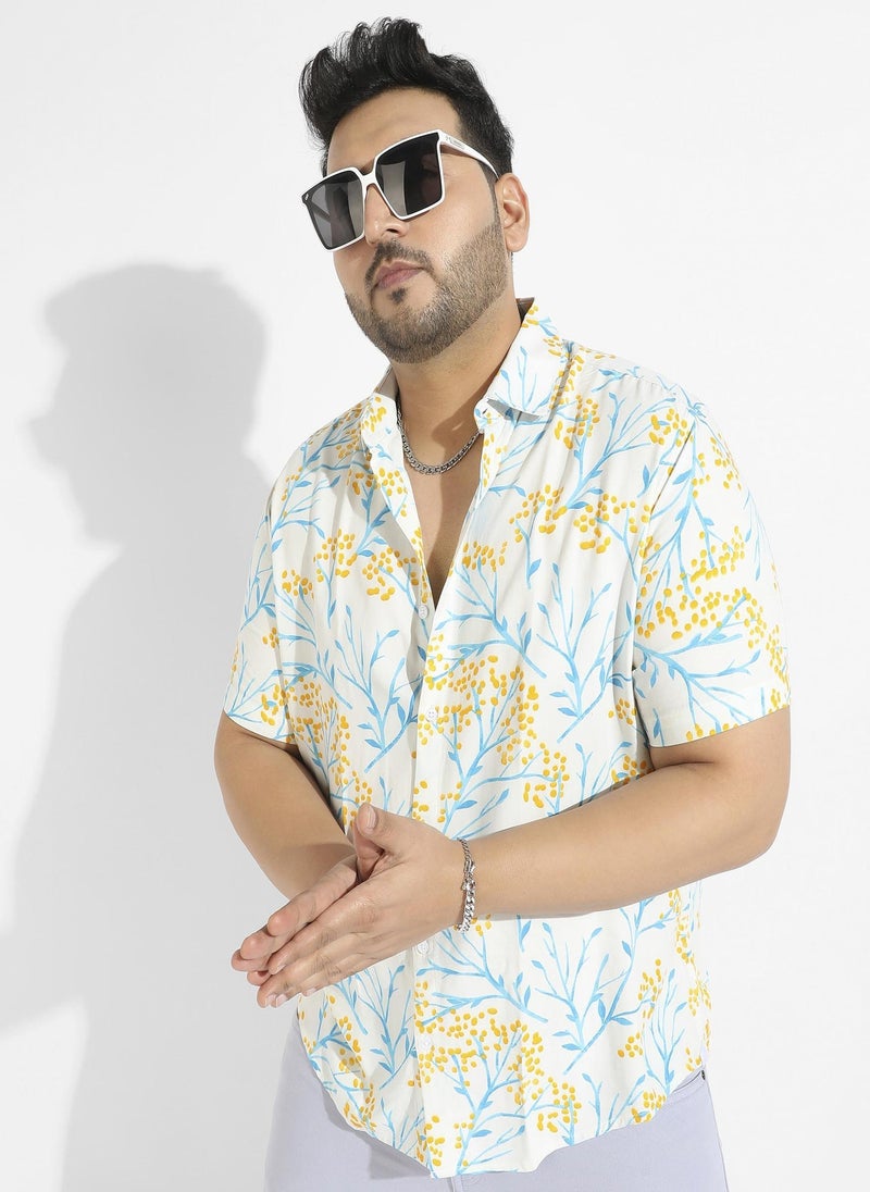 Instafab Plus Men's Multicolour Floral Strokes Shirt - Image 1