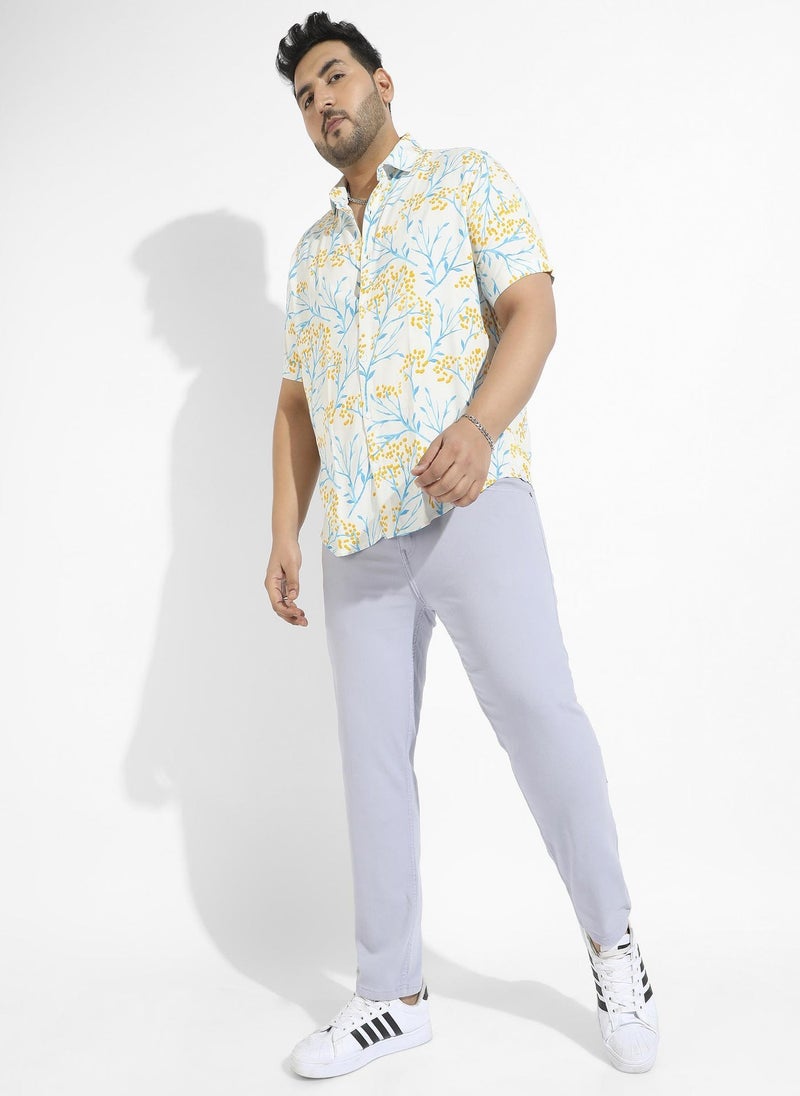 Instafab Plus Men's Multicolour Floral Strokes Shirt - Image 5