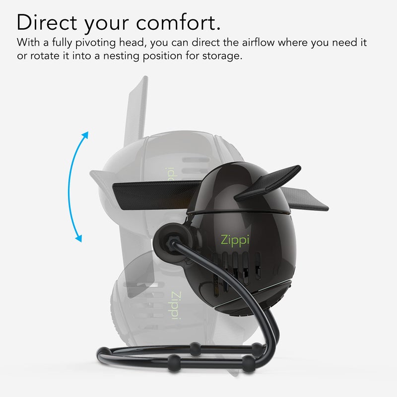 Vornado Zippi Small Personal Fan, Foldable Cooling for Desk, 2 Speed Settings, Soft Nylon Blades, Directable Airflow, Compact Design, Perfect Fan for Office and Bedroom, Multiple Color Options, Black - Image 4