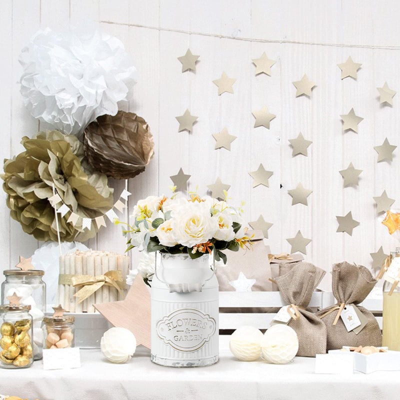 APSOONSELL French Style Shabby Chic Decor White Farmhouse Decor Metal Flower Vase Galvanized Decor for Kitchen  Bathroom  Sparklers for Weddings - Image 3