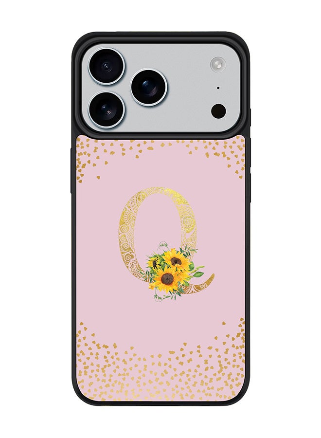 Stylizedd iPhone 17 Pro Max Case, [Compatible with MagSafe] Slim Magnetic cover Phone Case iPhone 17 Pro Max -Custom Floral Monogram - Q  (Pink ) - Image 1