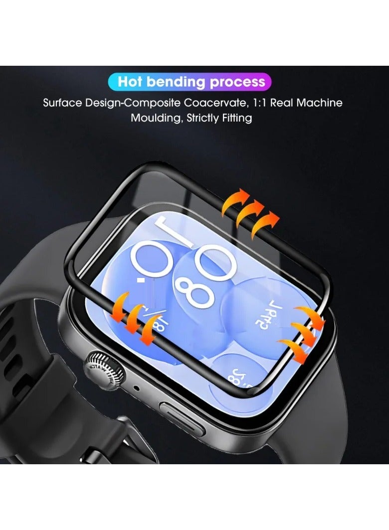 تي دبليو إي جي جي أو أن واقي شاشة ساعة هواوي فيت 3، واقي شاشة بغطاء كامل لساعة ساعة هواوي فيت 3 أسود/شفاف - Image 3