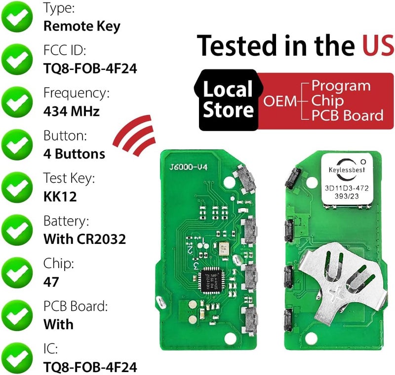 Keylessbest Replacement Key Fob for 2020 Kia Telluride - 4 Buttons, 434MHz - Image 4