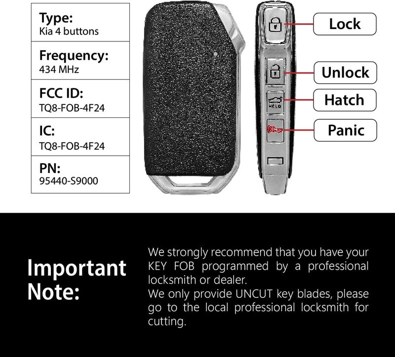 Keylessbest Replacement Key Fob for 2020 Kia Telluride - 4 Buttons, 434MHz - Image 3