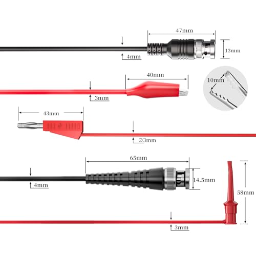 Goupchn BNC Test Leads Set Oscilloscope Test Leads Kit BNC to Alligator Crocodile Clips BNC to Test Hook Clips BNC to Dual Stackable Banana Plug Cable Wires - Image 2