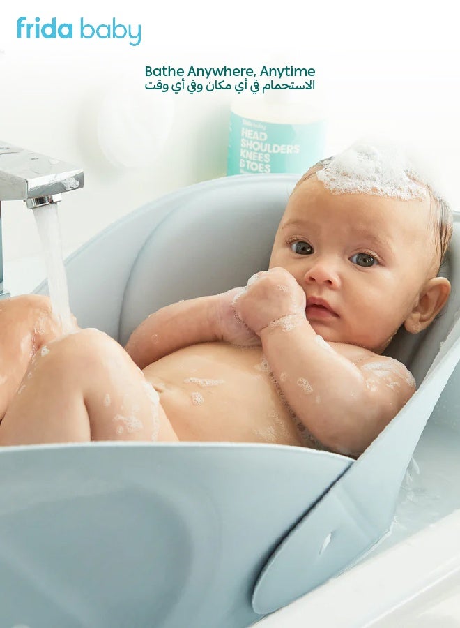 fridababy Frida Baby Soft Sink Baby Bath – Foldable, Quick-Dry Cushion, Newborn Support, Portable Infant Bathtub, Safe & Comfy, Fits Most Sinks for Easy Bath Time – Grey - Image 5