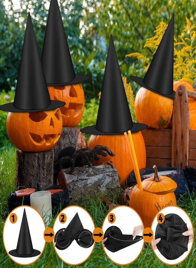 Luces 36 PCS Witches Hats, Hanging Witches Hats Halloween Decor, Black Floating Witch Hat with 492 FT Rope Wizard Costume Accessory, Outdoor Halloween Porch Decorations Witch Decor for Party - Image 3