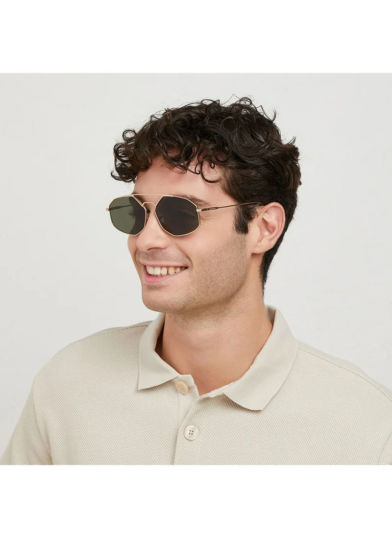30 سندايز POIRET - La French Collection Men Green Sunglasses - Frame Material: Metal - Lens Color: Green- Frame Color: Gold - Full Rim