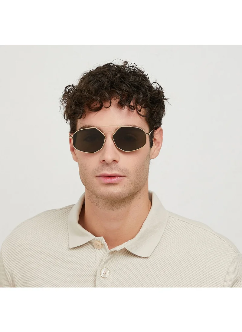 30 سندايز POIRET - La French Collection Men Green Sunglasses - Frame Material: Metal - Lens Color: Green- Frame Color: Gold - Full Rim