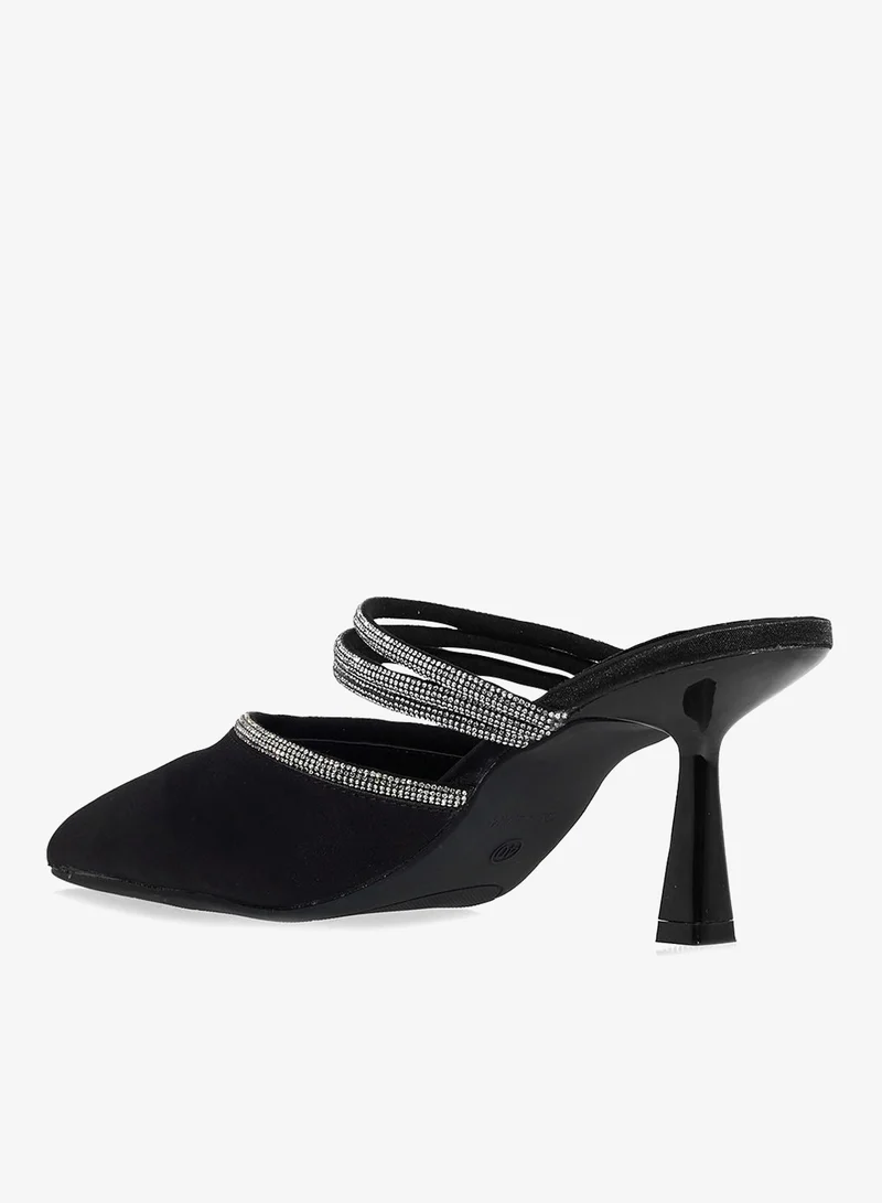 Ella Black Slip On Heeled Mule for Women | Best Price UAE