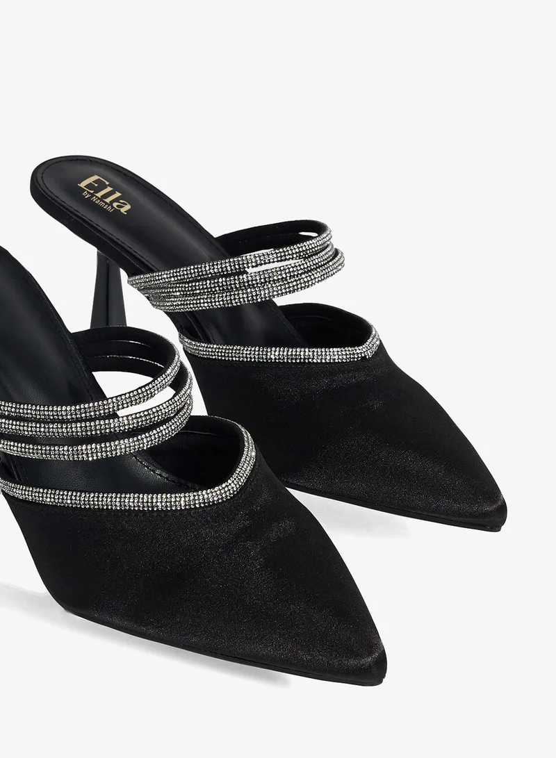 Ella Black Slip On Heeled Mule for Women | Best Price UAE