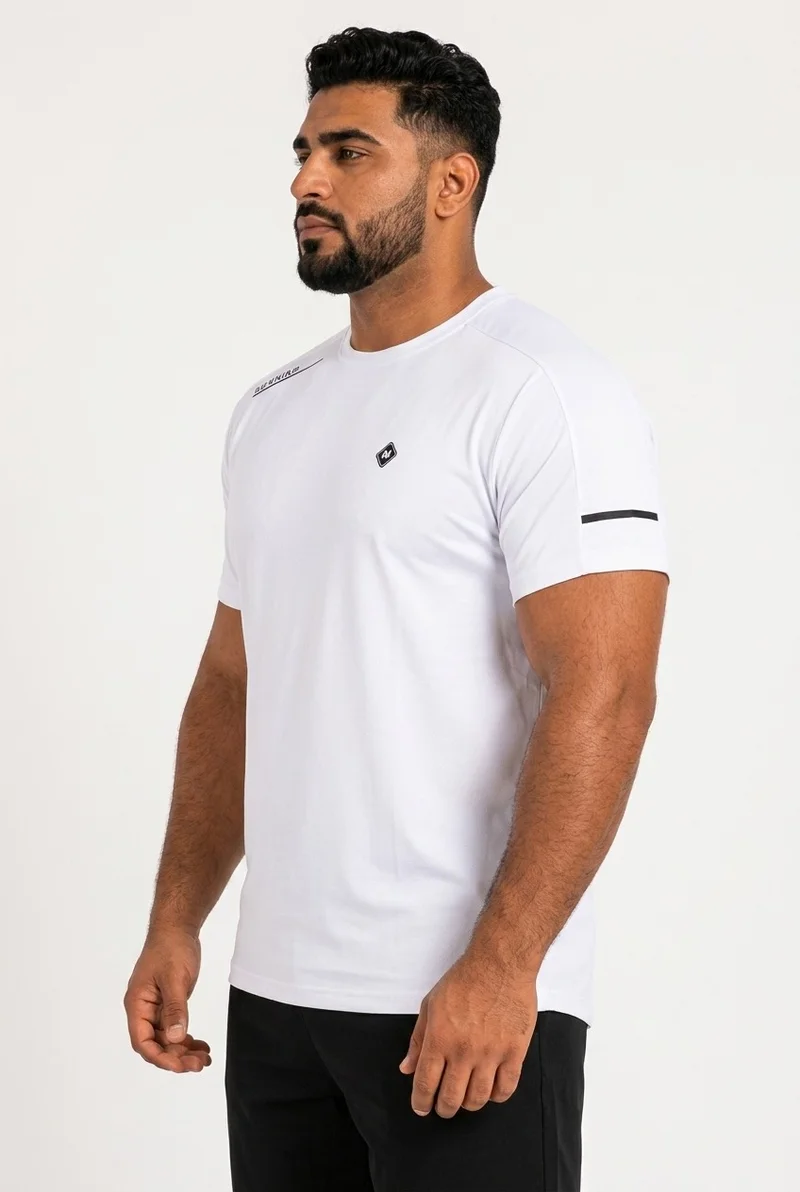 Moveletix White Men's Plus Size Training Short Sleeve T-Shirt White for Men | Best Price UAE