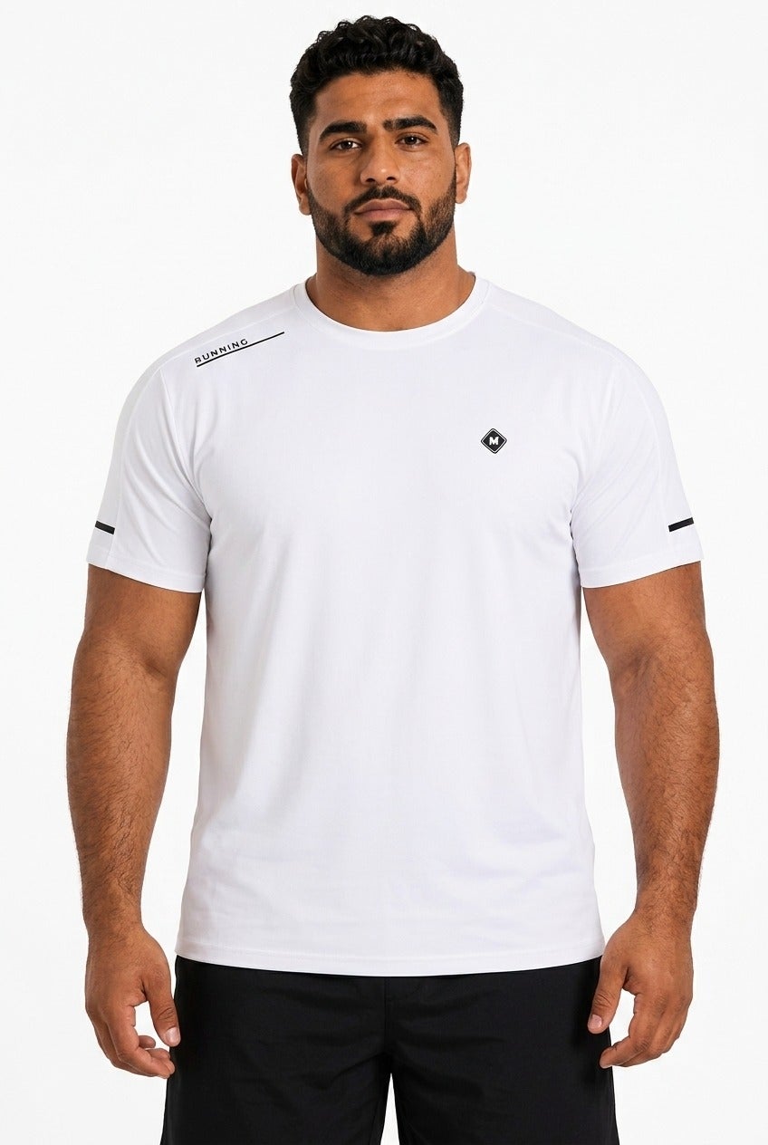 Moveletix Men's Plus Size Training Short Sleeve T-Shirt White