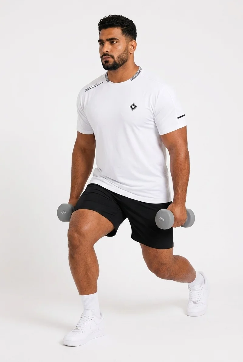 Moveletix White Men's Plus Size Training Short Sleeve T-Shirt White for Men | Best Price UAE