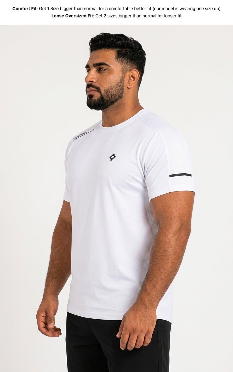 Moveletix Men's Plus Size Training Short Sleeve T-Shirt White - Image 3