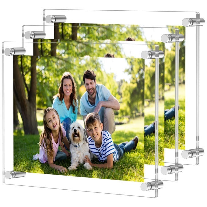 85X11 CLEAR ACRYLIC WALL MOUNT FLOATING PICTURE FRAME A4 LETTER SIZE PHOTO FOR DOCUMENT CERTIFICATE SIGN DISPLAY DOUBLE PANEL FULL FRAME IS 94X134 INCH 3 PACK