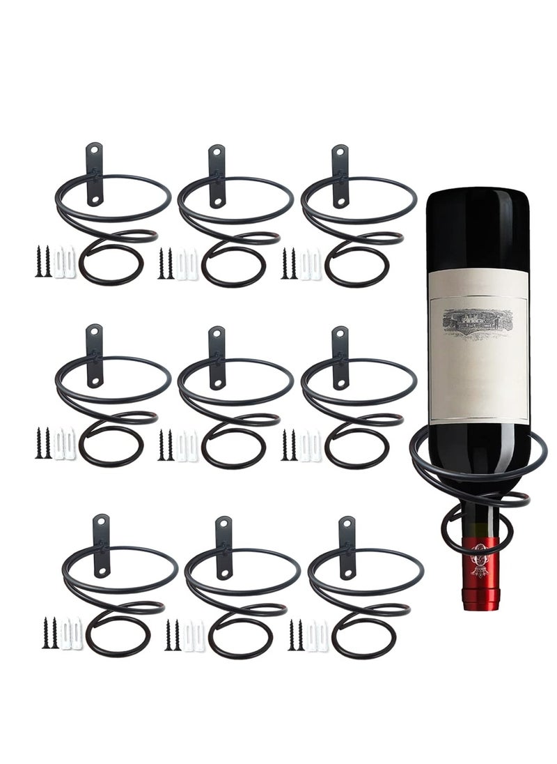 SYOSI - 10 Pcs Mounted Wine Racks, Spiral Wine Wall Holder, Metal Wine Bottle Display Holder, Wine Rack for Wine Organizer and Storage Wall Wine Themed Decor, Black (Downward Style) - Image 1