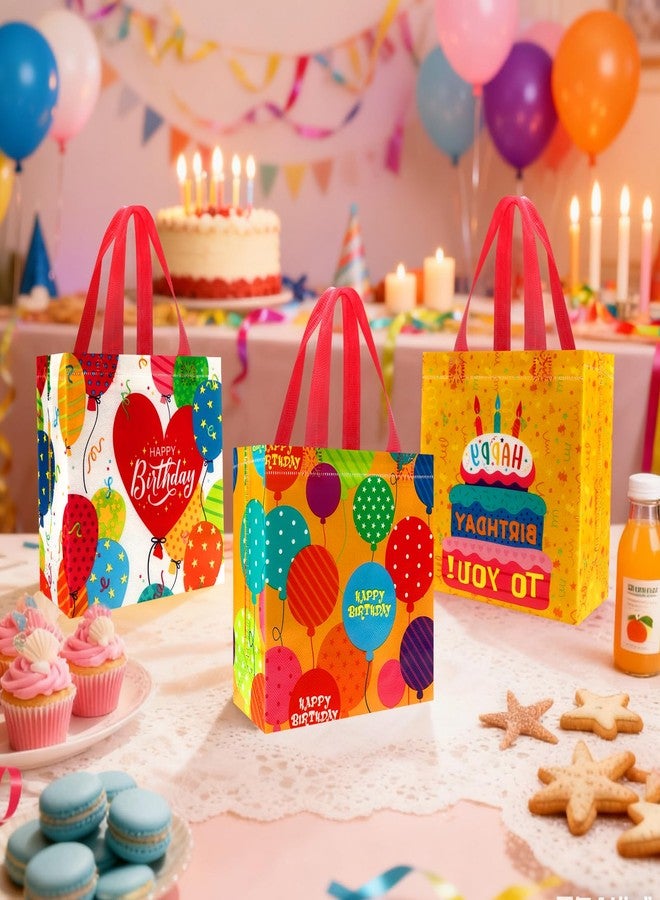 Pinsit 40 PCS Happy Birthday Party Favors Bags, Non Woven Birthday Gift Bags, Happy Birth Themed Reusable Goodie Bags with Handles for Boys Girls Birthday Baby Shower Party Supplies - Image 2