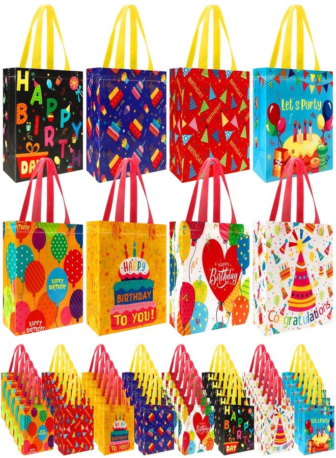 Pinsit 40 PCS Happy Birthday Party Favors Bags, Non Woven Birthday Gift Bags, Happy Birth Themed Reusable Goodie Bags with Handles for Boys Girls Birthday Baby Shower Party Supplies - Image 1