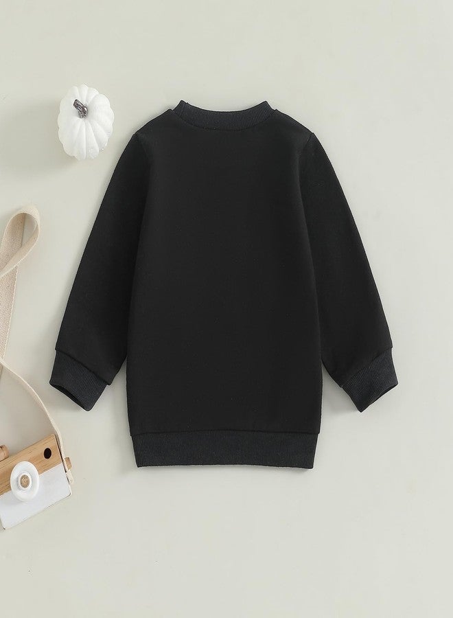 wybzd Toddler Girl Boy Fall Baby Outfit Embroidered Halloween Sweatshirt Oversized Pullover sweater Pumpkin Clothes (Black Boo, 2-3 Years) - Image 3