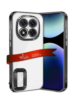 Wtech Xiaomi Redmi Note 14 Pro+ / Redmi Note 14 Pro Plus 5G 2024 PU Luxury Plating Raised Lips Camera Hole Case Cover - Black  - Image 1