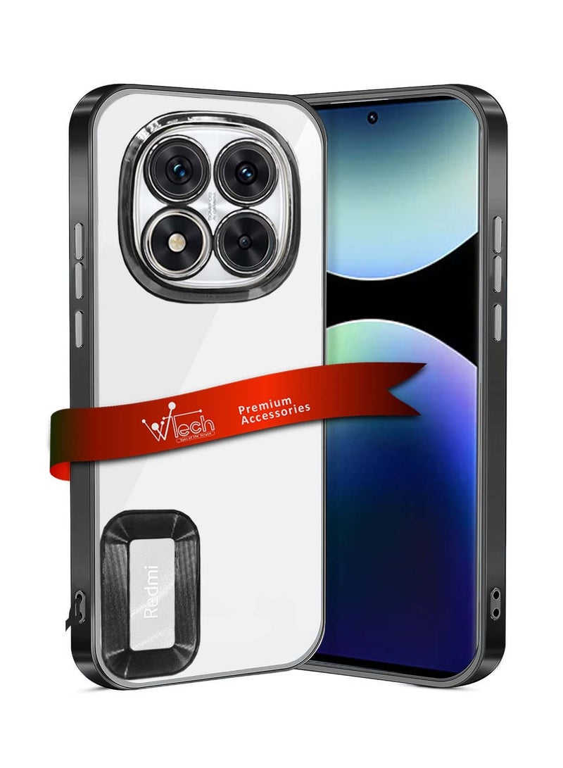 Wtech Xiaomi Redmi Note 14 Pro+ / Redmi Note 14 Pro Plus 5G 2024 PU Luxury Plating Raised Lips Camera Hole Case Cover - Black - Image 1