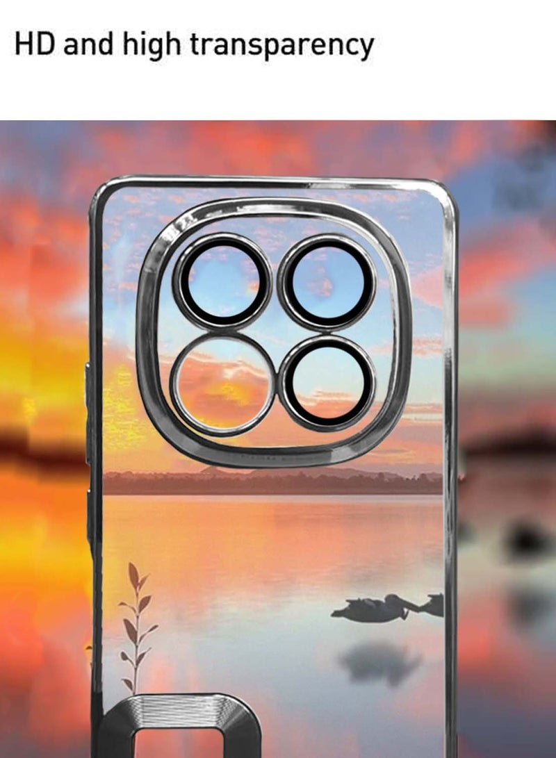 Wtech Xiaomi Redmi Note 14 Pro+ / Redmi Note 14 Pro Plus 5G 2024 PU Luxury Plating Raised Lips Camera Hole Case Cover - Black - Image 5