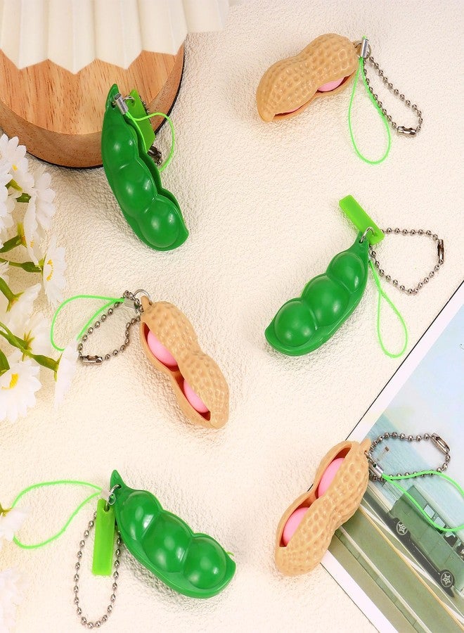 VICROIC 6 PCS Squeeze Bean Peanuts Keychain, Pea Peanut Keychain Fidget Toys, Soybeans Peanuts Sensory Fidget Toys Gifts for Kids Adults Stress Relief, Keyring, Decoration, Party Toys Supplies - Image 4