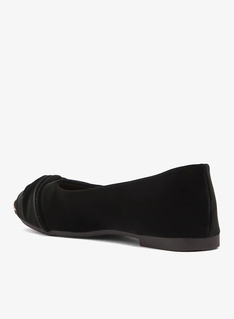 ELLA Velvet Ballet Flats With Gold Detail