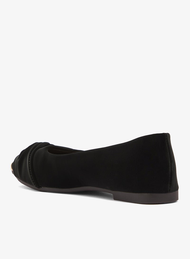 ELLA Velvet Ballet Flats With Gold Detail - Image 2