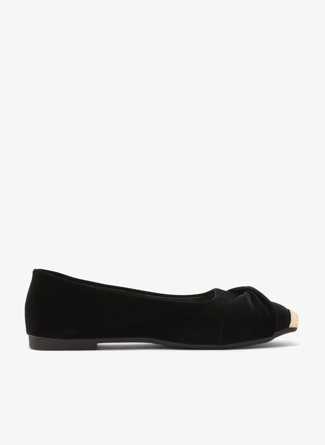 ELLA Velvet Ballet Flats With Gold Detail