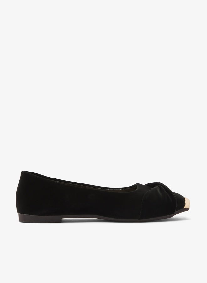 ELLA Velvet Ballet Flats With Gold Detail - Image 1