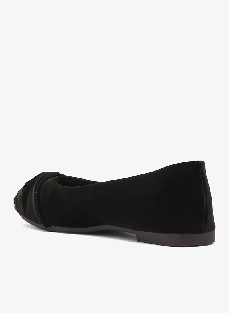 Ella Black Velvet Ballet Flats With Gold Detail for Women | Best Price UAE
