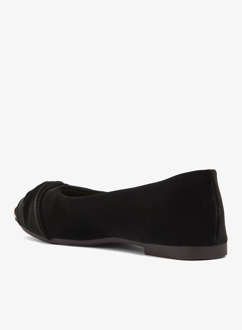 ELLA Velvet Ballet Flats With Gold Detail - Image 3