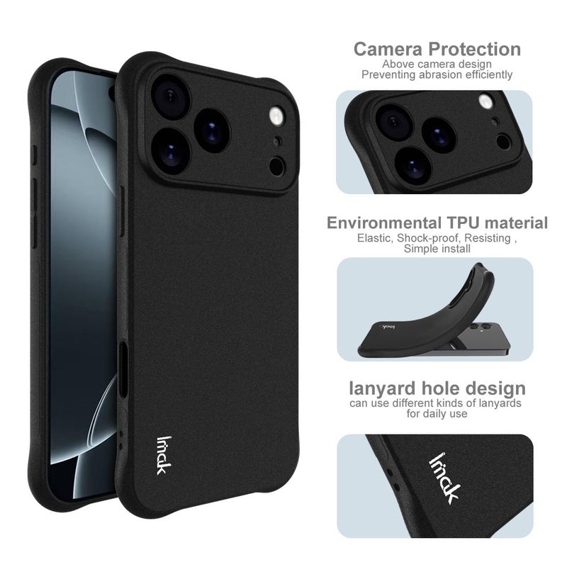 إيماك جراب هاتف TPU مقاوم للصدمات مع وسادة هوائية لهاتف Iphone 17 Pro Max (أسود غير لامع) - Image 4